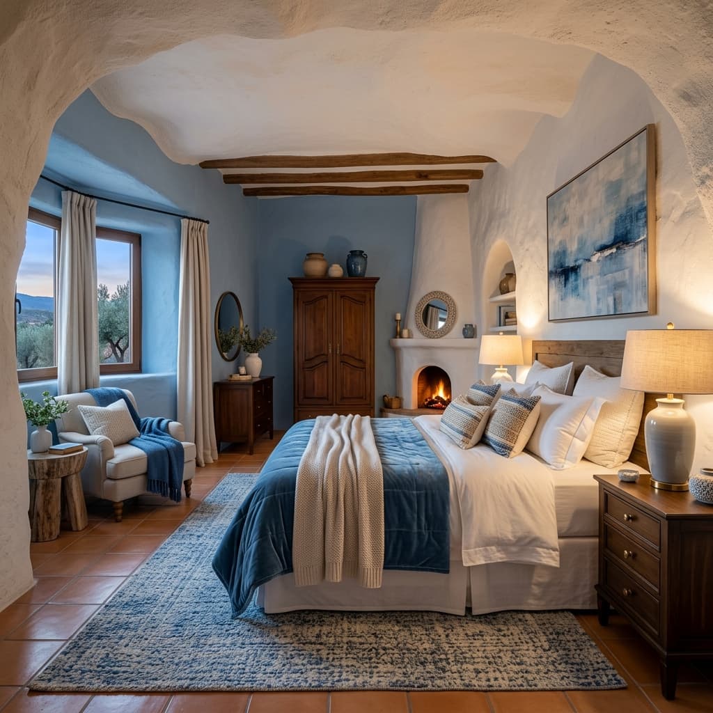 Dormitorio de lujo con cama confortable en Guadix